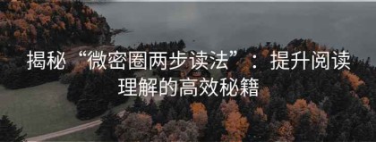 揭秘“微密圈两步读法”：提升阅读理解的高效秘籍