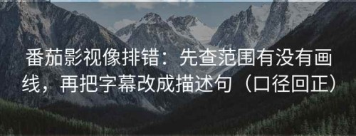 番茄影视像排错：先查范围有没有画线，再把字幕改成描述句（口径回正）