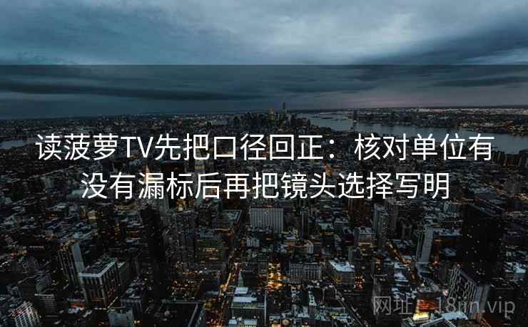 读菠萝TV先把口径回正：核对单位有没有漏标后再把镜头选择写明